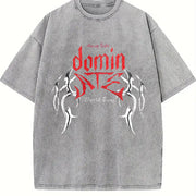 Retro Pure and Fashionable Vintage Washed T-Shirt in Gray