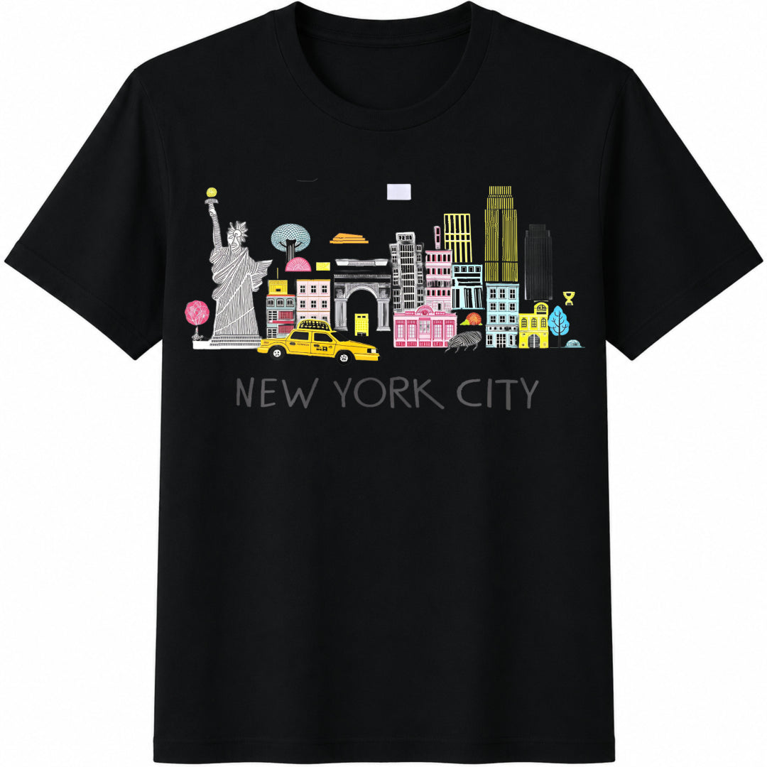 Spring for New York City Cotton T-Shirt in Black
