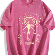 Shamanic Petroglyph Vintage Washed T-Shirt in Red