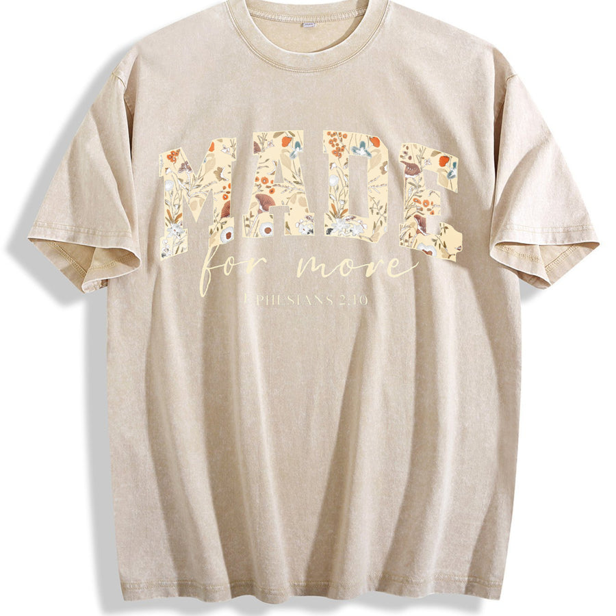 Bible Verse Cute Christian Jesus vintage washed oversized T-shirt in Beige