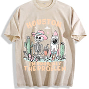 I Might Be the Problem Vintage Washed T-Shirt in Beige