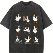 Goose Workout Animal Gym for Gym Lovers & Fitness Fans Vintage Washed T-Shirt in Black