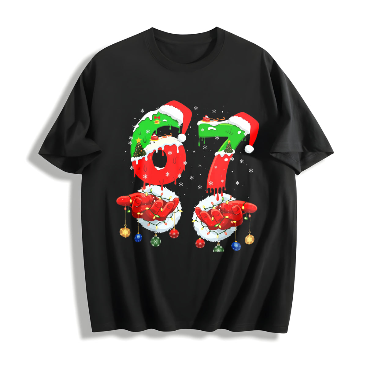 Mom Santa Christmas Family Matching Pajamas Mama Xmas Cotton T-Shirt in Black