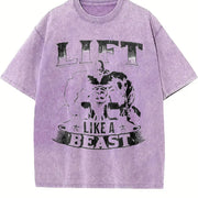 Lift Like a Beast Vintage Washed T-Shirt in Purple