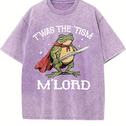 T'was the 'Tism M'Lord Autism Frog with a Sword vintage washed oversized T-shirt in Purple
