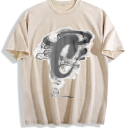 Abstract Pure Vintage Washed T-Shirt in Beige