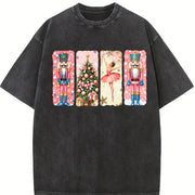 Nutcracker Christmas Vintage Washed T-Shirt in Black