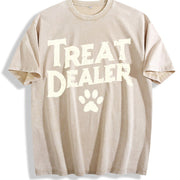 Treat Dealer – Dog Lover Dog Dad & Dog Mom Pet Parent Paw vintage washed oversized T-shirt in Beige