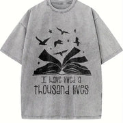 I Have Lived a Thousand Lives Vintage Washed T-Shirt in Gray