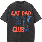 Cat Dad Club vintage washed oversized T-shirt in Black