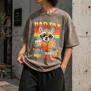 Dad Tax Raccoon Fathers Day Vintage Washed T-Shirt in Brown