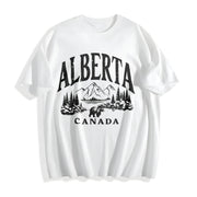 Short-sleeve Canadian Canada Grizzly Bear Snow Mountain Cotton T-Shirt in White