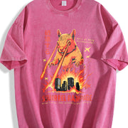 Squirrel Rampage: Retro Horror Movie Vintage Washed T-Shirt in Red