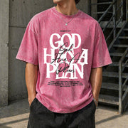 God Has a Plan Jeremiah 29:11 Vintage Washed T-Shirt in Red