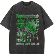 Photosynthesis Retro Botanical 90s Y2K Science Vintage Washed T-Shirt in Black