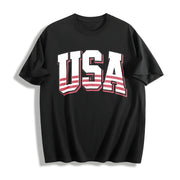 Retro USA 4th of July Cotton T-Shirt in Black