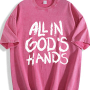 All in God's Hands Faith Vintage Washed T-Shirt in Red
