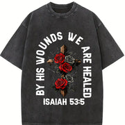 Saved by Grace Christian Vintage Washed T-Shirt in Black