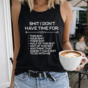 No Time for This Humor Women's Color Cotton Tank Top in Black