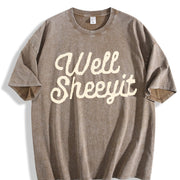 Well Sheeyit Retro Vintage Washed T-Shirt in Brown