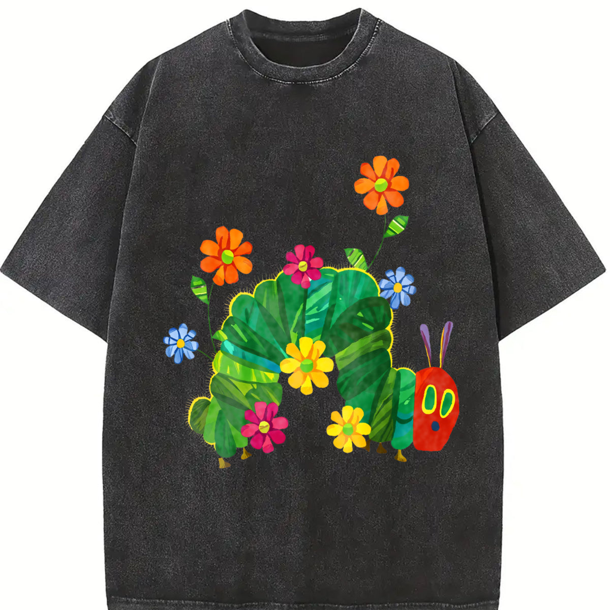 Eat the Rich the Very Hungry Caterpillar Vintage Washed T-Shirt in Black