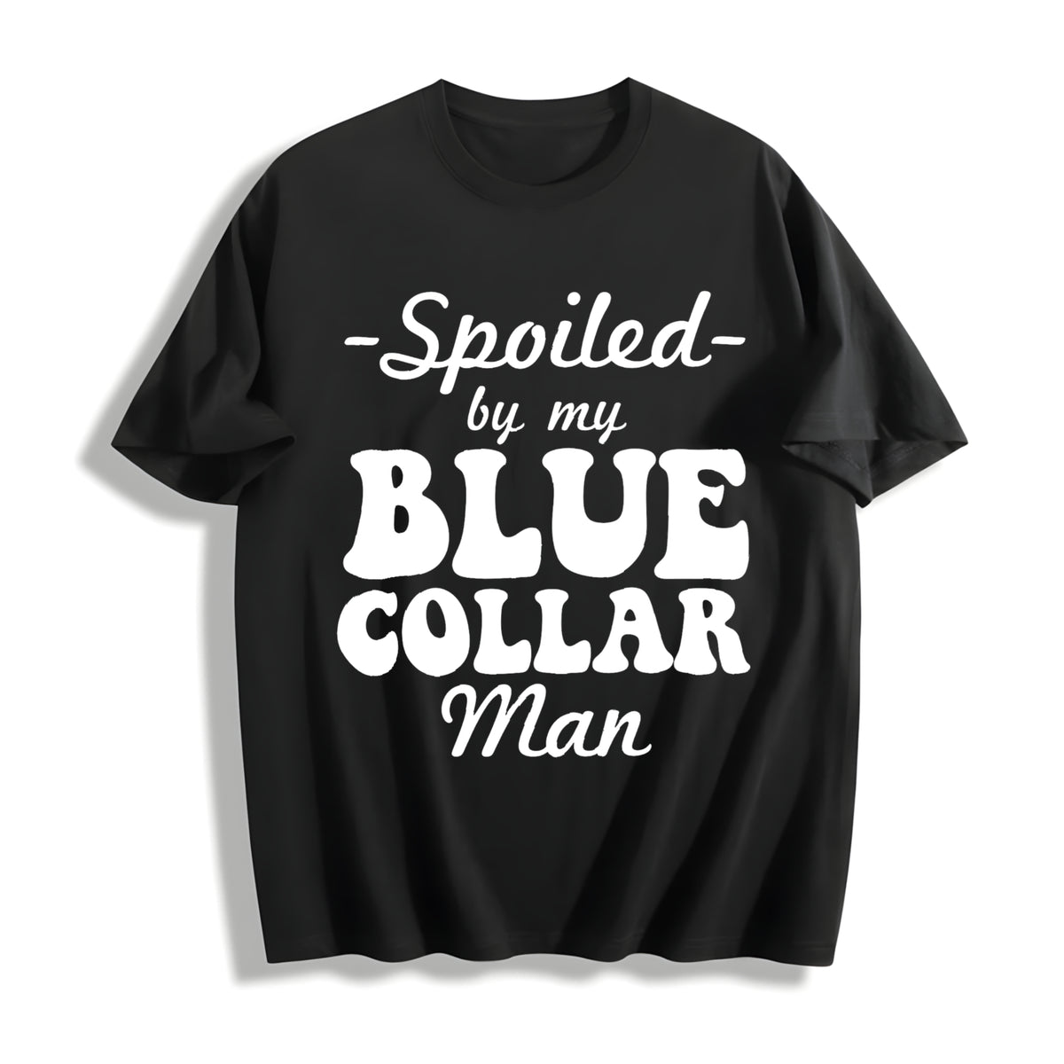 Spoiled by My Blue Cotton T-Shirt in Black