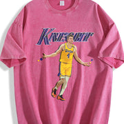 Dalton Knecht Westside Knecht 4 Basketball Los Angeles vintage washed oversized T-shirt in Red