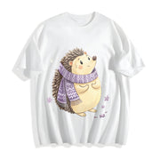 Short-sleeve with Scarf & Hedgehog Cotton T-Shirt in White