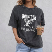 Basgiath War College vintage washed oversized T-shirt in Black
