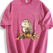 Little Hedgehog Vintage Washed T-Shirt in Red