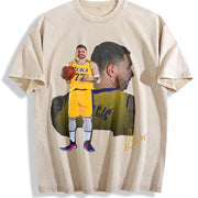 Luka the Don Welcome To Los Angeles LA Basketball Custom vintage washed oversized T-shirt in Beige
