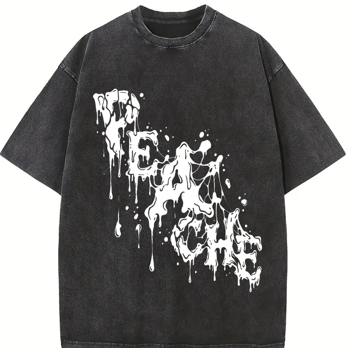Abstract Black Ink Vintage Washed T-Shirt in Black