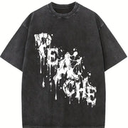 Abstract Black Ink Vintage Washed T-Shirt in Black