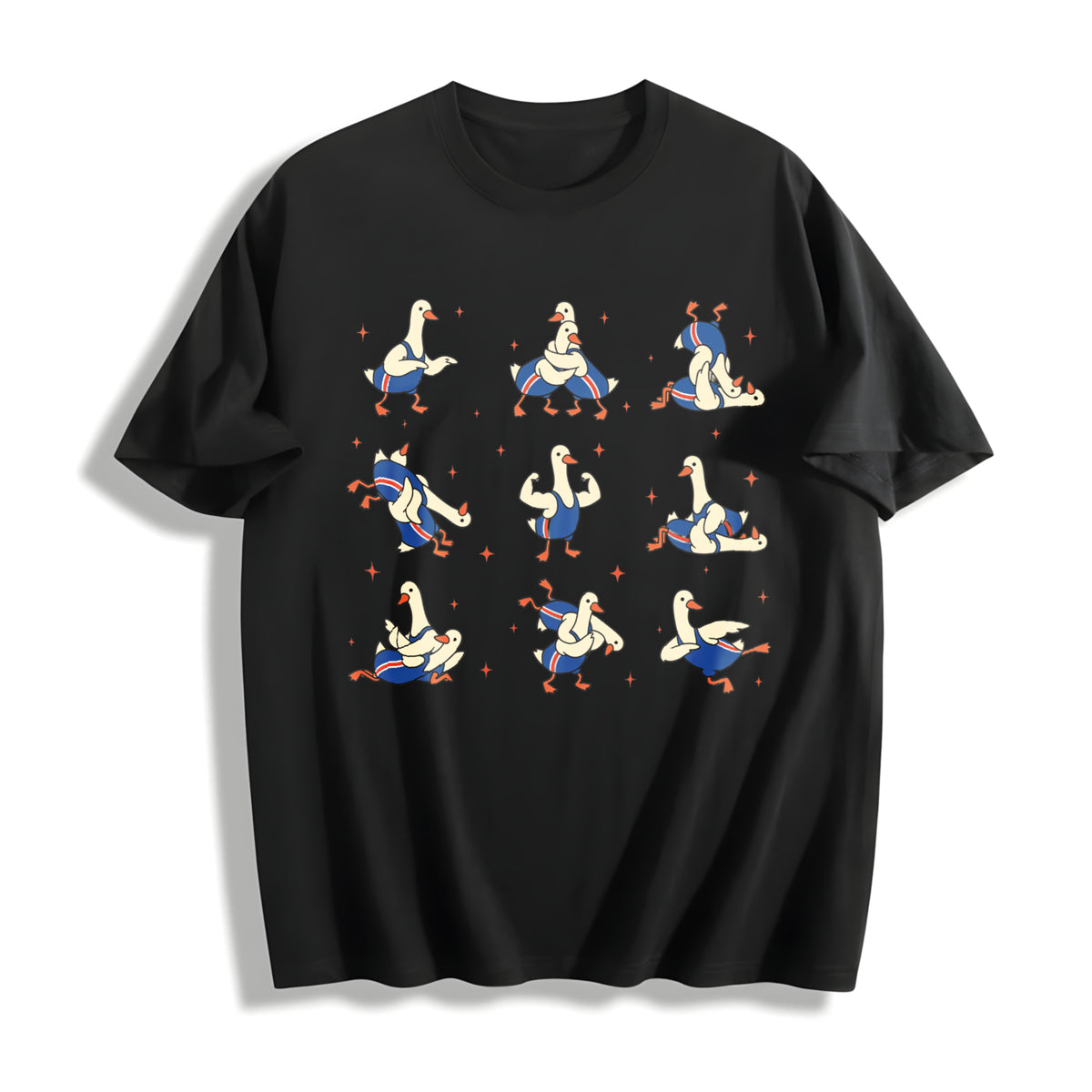 Wrestling Silly Goose Cotton T-Shirt in Black