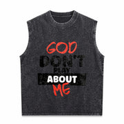 God Don't Play About Me Vintage Washed Tank Top in Black