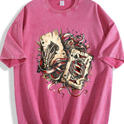 Grunge Vibe for Urban Explorers: Ace of Spades & King Of Vintage Washed T-Shirt in Red