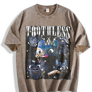 Toothless Dragon Vintage Washed T-Shirt in Brown
