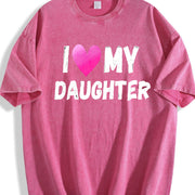 I Love My Daughter Vintage Washed T-Shirt in Red