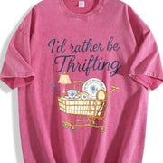 I'd Rather Be Thrifting Shopping Cart vintage washed oversized T-shirt in Red