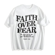 Faith Over Fear Cotton T-Shirt in White