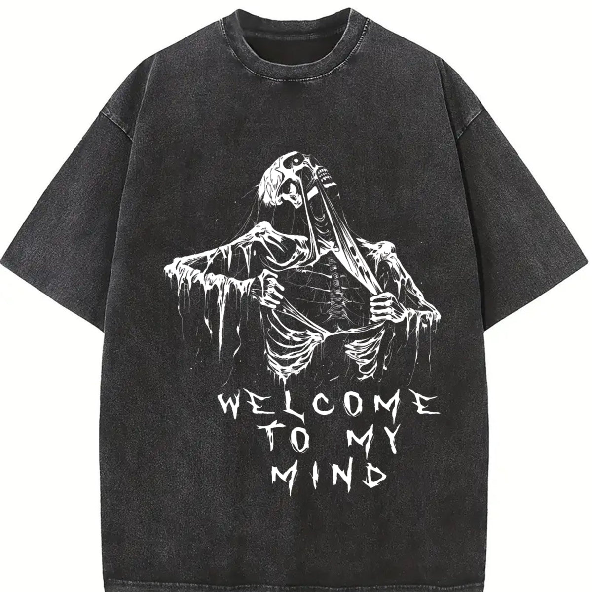 Retro Pure Skull Vintage Washed T-Shirt in Black