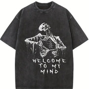 Retro Pure Skull Vintage Washed T-Shirt in Black