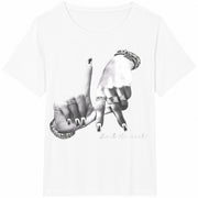 Simple LA Hand Gesture Loose Cotton T-Shirt in White
