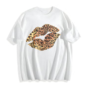 Stylish Leopard Warm Cotton T-Shirt in White