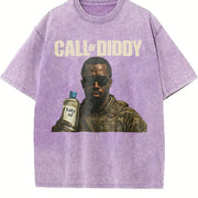Call of Diddy - Diddy Baby Oil Meme 25 90s star vintage washed oversized T-shirt in Purple