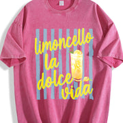 Limoncello La Dolce Vida Amalfi Coast Italy Vintage Washed T-Shirt in Red
