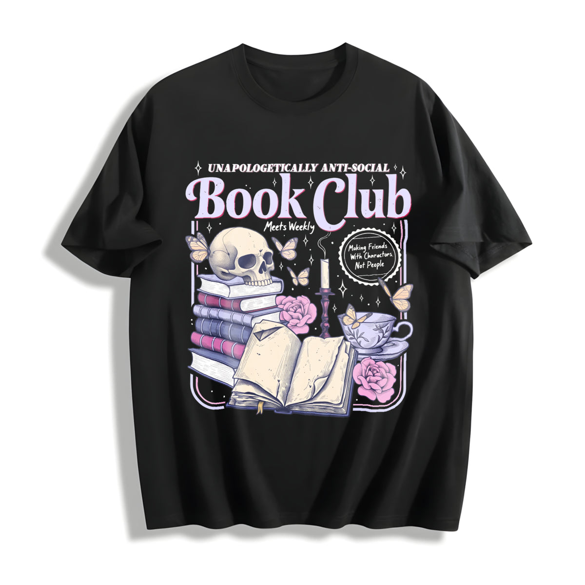 Anti Social Book Club Cotton T-Shirt in Black