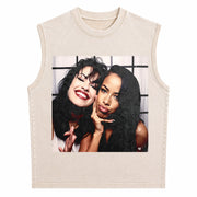 Selena and Aaliyah Vintage Washed Tank Top in Beige