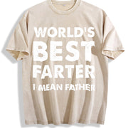 Cottonfather's Day Retro Dad World's Best Farter I Mean Vintage Washed T-Shirt in Beige