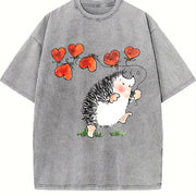 Valentine's Day Spring Vintage Washed T-Shirt in Gray